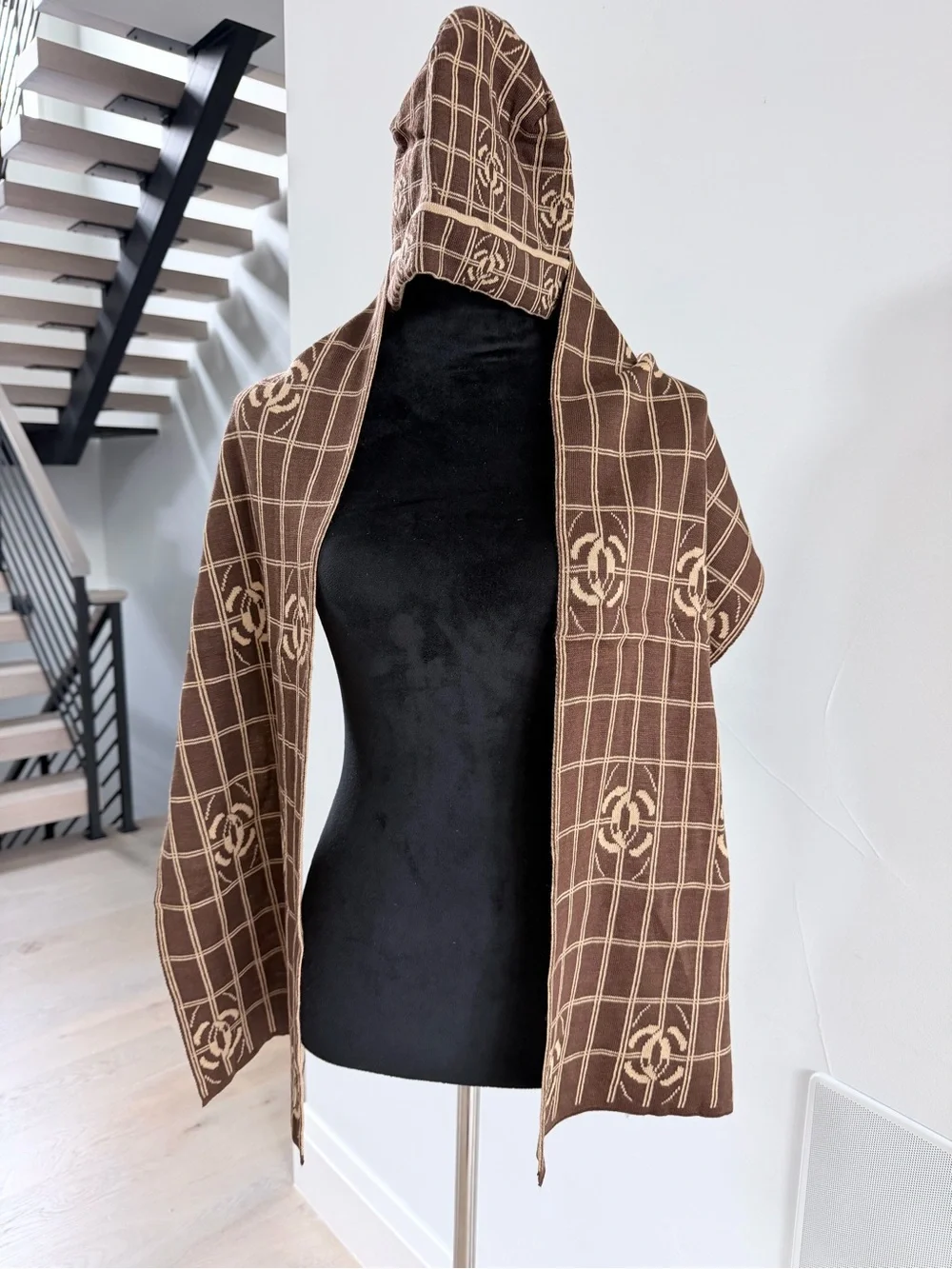 Brown Women's Fashion Scarf and a hat matching set
